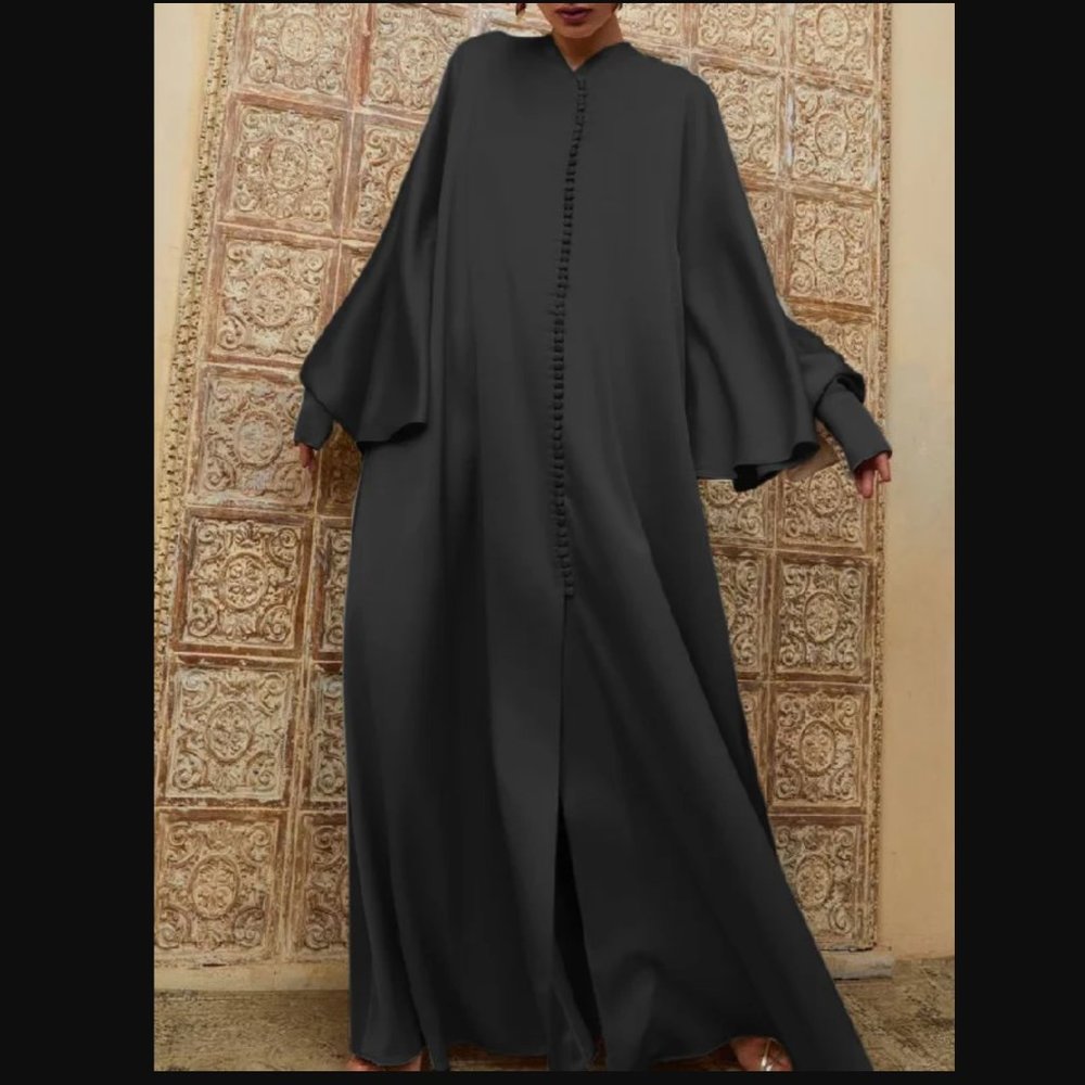 Elegant Long Sleeve Maxi Dress - Black